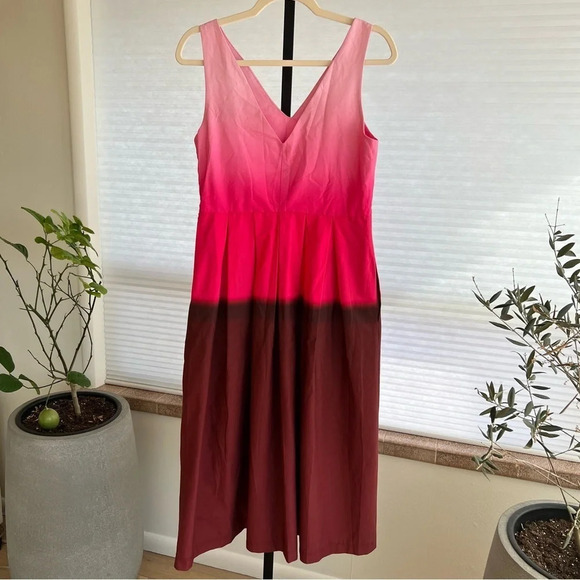 Blanca Luz Milano Ombré V Neckline Fit Flare Dress Magenta Burgundy IT 40 2 NWT - Picture 5 of 10